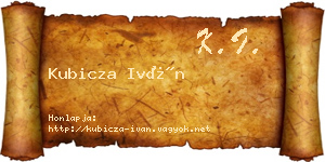 Kubicza Iván névjegykártya